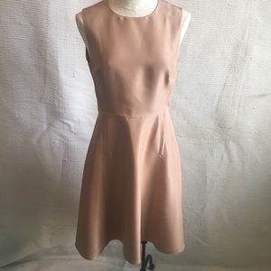 LK Bennett Tan Brown 100% Silk Midi Dress